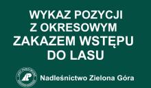 Wykaz pozycji, na których wprowadzono okresowy zakaz wstępu do lasu